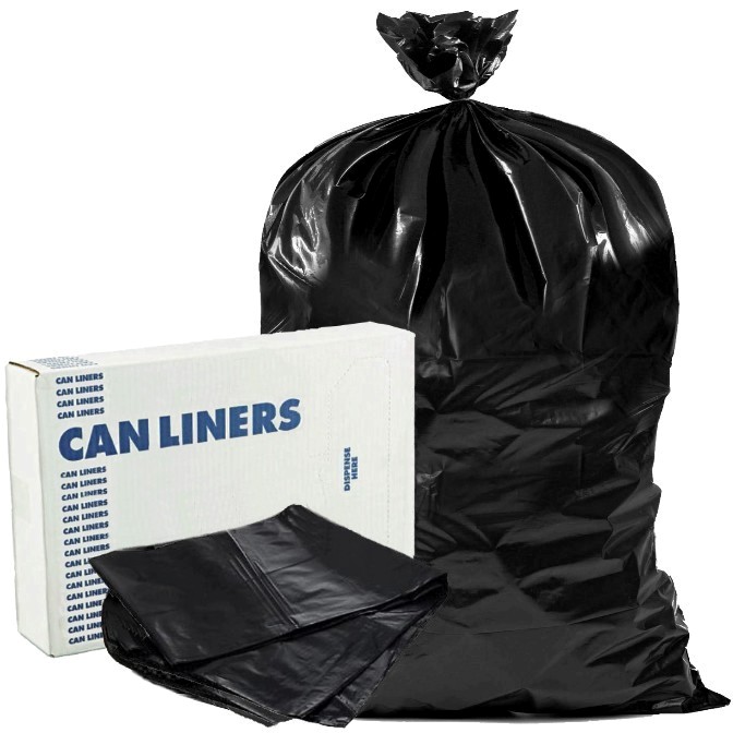 60 Gal. 1.2 mil Black Trash Bags (Case of 100)